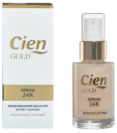 Cien - Anti-Aging-Gesichtsserum, 24 K Gold, 30 ml, Zellregenerierend, nährt und glättet, hydratisierte und erneuerte Haut.