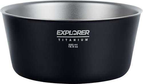 Explorer Bear Black Titanium Double-walled Camping Bowl, 18 fl oz, 550ml