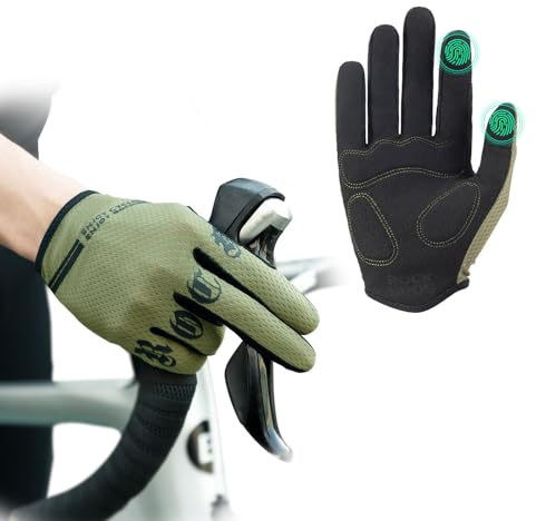 ROCKBROS Fahrradhandschuhe Herren & Damen mit Touchscreen & Polsterung | Dünne, atmungsaktive Handschuhe mit rutschfester Handfläche für MTB, Rennrad, E-Bike, Radtouren und Pendeln