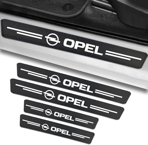 DLXYZML Auto Türschweller Schutz Leisten für Opel Astra K Sports Tourer 2015-2019,Kohlefaser mit Emblem Einstiegsleisten Schutz Lackschutzfolie Anti KratzTrim Auto Accessories