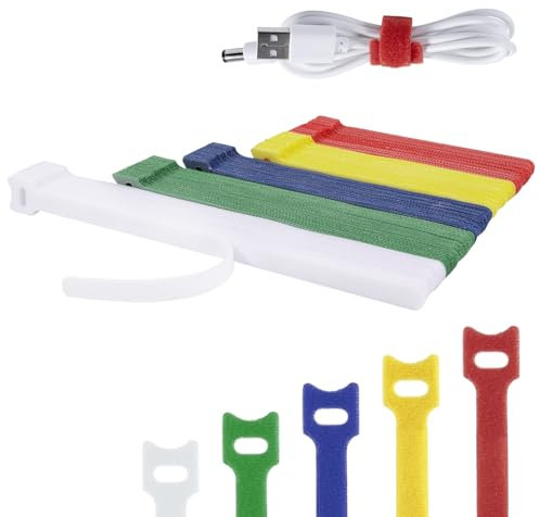 150 Stück Wiederverwendbare Nylon-Kabelbinder - Klettverschluss-Kabelbinder für Kabelmanagement - Ldeale Kabelorganisation für Desktop-Ladekabel, PC-Kabel - 5 Gemischte Farben
