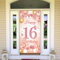 16th Birthday Decorations Door Banner - Rose Gold Happy 16th Birthday Backdrop Banners, Large Size Door Porch Sign Background for Teen Girls 16 Years Old Party Supplies(185x90cm)