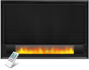 Elektrokamin mit Heizung 1700W, Wandkamin mit LED Flammeneffekt Kaminfeuer, Elektrischer Kamin Wand mit Thermostat Fernbedienung, Kaminofen mit Heizfunktion, Wandmontage, Schwarz