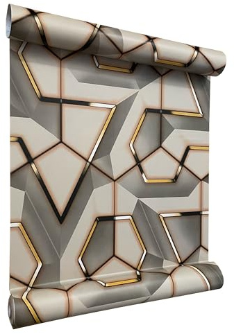 I K H E Malarka Selbstklebende Tapete, PVC Folie, Tapete, Klebefolie, Aufkleber (1 x Rollen - 0,8mm Stärke) große Auswahl, Breite 45cm Lange 10m (D-B8653-2)