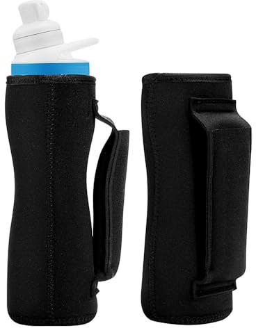 Water Bottle Carrier Bags, 2PCS 32oz Natural Rubber Water Bottle Sleeves with Filter Cartridge Storage Handle Insulated Water Bottle Holder Pouches for Hiking Travelling Camping