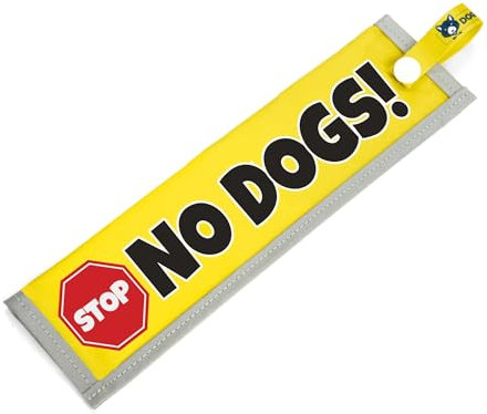 NO DOGS! Space Awareness Sleeve for Reactive Dogs, Reflective, Waterproof, Double Sided Slip-on for the Dog Lead (Yellow - Stop Sign)
