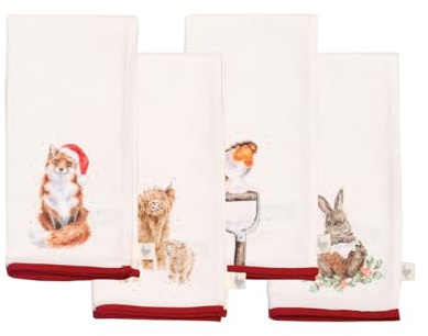 Wrendale Designs - Winter Wonderland Weihnachts-Tier-Set aus Vier Stoffservietten