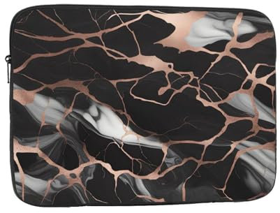 NNSOOD Black Rose Gold Marble Prints Portable Laptop Sleeve Case - Shockproof Portable Laptop Sleeve Bag 10 inch for Men and Women Business Travel, Office Daily Use