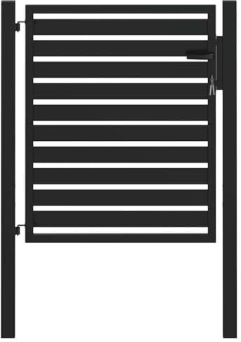 vidaXL Puerta de jardín con cerradura de aluminio negra 100x100 cm, puerta de jardín de metal, puerta de jardín delantera, puerta de seguridad