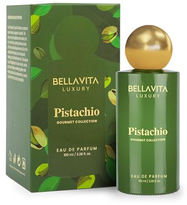 Bellavita Luxury Pistachio Eau de Parfum | 100 ml (3.4 fl.oz.) | Perfume for Men and Women | Gourmet, Nutty Pistachio, Jasmine, and Cotton candy Notes | Long Lasting Unisex Fragrance