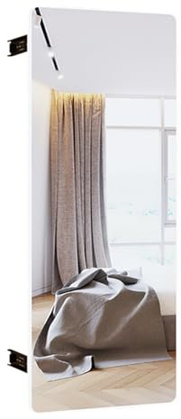 HZEPDVT Miroir Coulissant intégré télescopique Rotatif Pliable Invisible for Armoire, Miroir de Toilette, Miroir intégral, 47,24 x 15,75 Pouces, Blanc(White,39.4 L x 15.75 W)