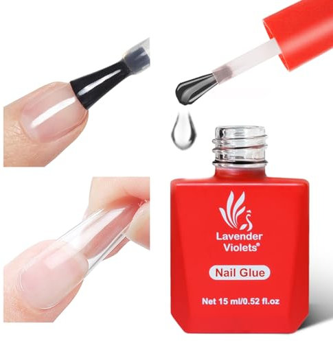Lavender Violets Nail Glue Gel - 15ml Clear Builder Gel for Nails LED/Lamp Cure UV Gel Nail Glue Adhesive for Acrylics, Tips & Repairs | Strong, No-Lift Formula A111