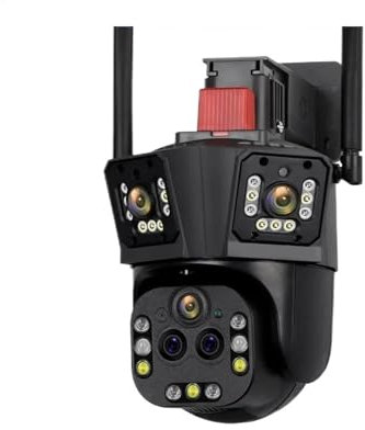KKENZA 10K UHD WiFi IP Camera Outdoor 20X Optical Zoom Auto Tracking 6K PTZ Five Lens Three Screen Waterproof Security Camera(AU Plug,10K 20xZoom No Card)