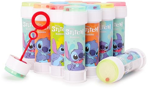 Toyland® Confezione da 12 Stitch Bolle con Bacchette, Soluzione da 60ml e Coperchio Labirinto Originale - Giocattoli per Soldi da Tasca e Sacchetti