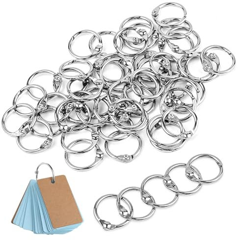 50 Stück Metall Buchringe, 15 mm Karteikarten Ring, Kleine Heftringe, Silber Ringbinder, Karteikarten Ringe, für Notebooks, das Homeoffice, Scrapbook, Memo, Ablage Schlüsselanhänger, Bürobedarf