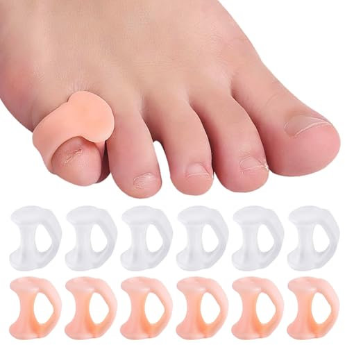 12 Stück Zehenspreizer Silikon Gel Zehenstrecker Kleiner Zeh Zehentrenner Silikon Zehenspreizer Hallux Valgus Toe Spreader Separatoren Zehenstrecker für Vermeiden Überlappende Zehen, Schützen Zehen