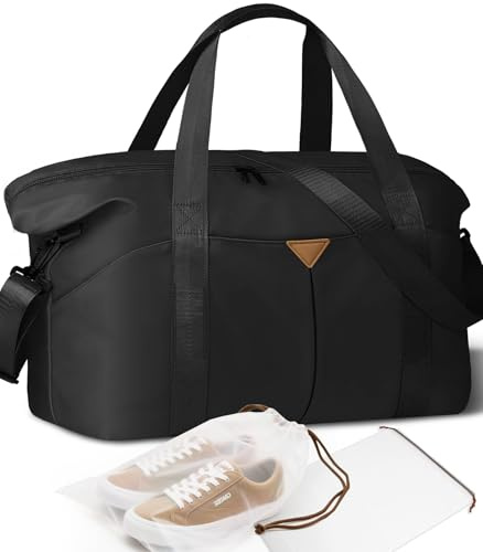 Magimack Duffle Bag for Travel, Carry-on Travel Bag with Trolley Sleeve, Sport Gym Bag for Women, Overnight Bag for Men, Hospital Bag for Labor and Delivery (Black)