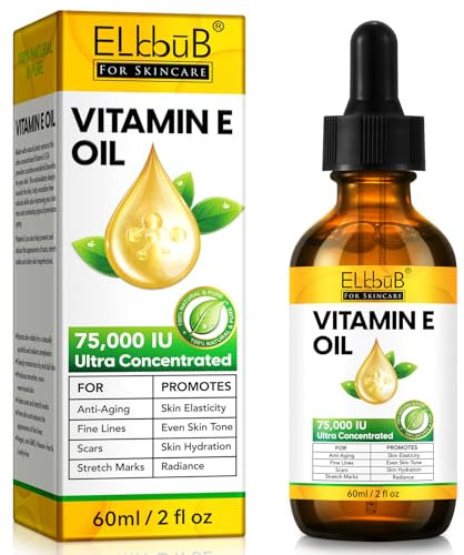 Aceite de Vitamina E - 75,000 IU Ultra Concentrado - Hidratación, Reducción de Cicatrices y Estrías, Anti-Edad - Para Cara, Cuerpo, Cabello y Uñas