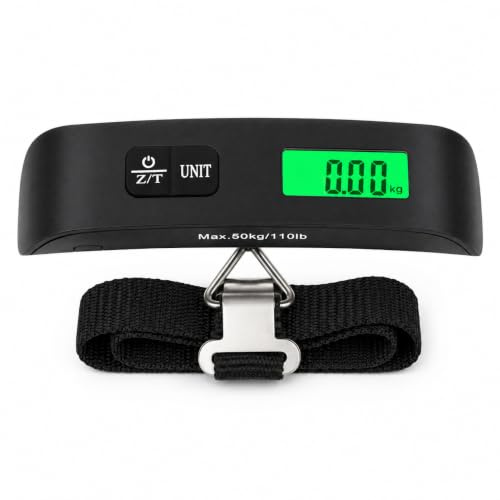 Pèse bagage électronique numérique 50kg/110lb, balance portable pèse valise avec fonction tare et température. Digital, pratique pour la pesée de bagages en voyage