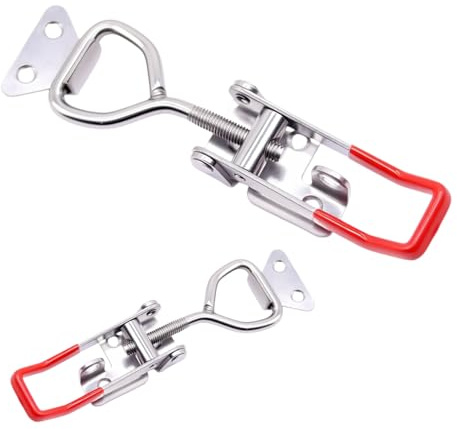 2 chiusure di bloccaggio in acciaio inox, 150 – 170 mm, chiusura grande, con foro della serratura, chiusura a leva regolabile per armadio, cassetti, finestre