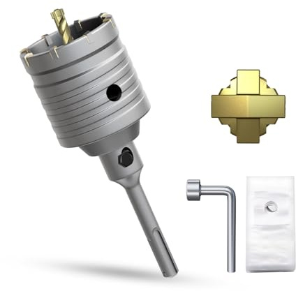 METOTY 60mm Concrete hole saw drill bit, with SDS Plus adapter 110mm drill bit socket，for masonry, brick, concrete, cement, stone