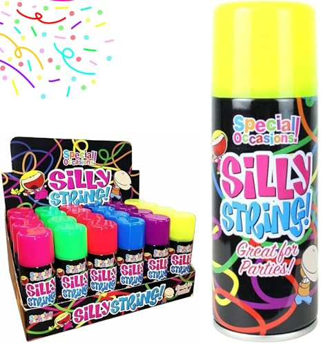 Party Silly String Spray 200ml – Fun Party Streamer Spray for Kids & Adults – Crazy Colourful Silly String for Birthdays, Weddings, Festivals, Christmas, New Year & Celebrations (Yellow - 8002Y)