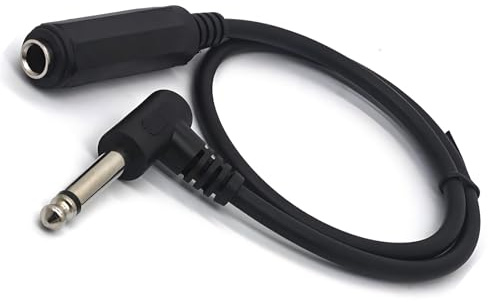 MejaRizon Rechtwinklige 6,35 Stecker auf Buchse, Stereo, 6,35 TS-Stecker auf 6,35 TRS-Buchse, 1/4 Stereo TRS Kopfhörer-Verlängerungskabel für Verstärker, Gitarren, Klaviere, Heimkino-Ausrüstung 0.5m