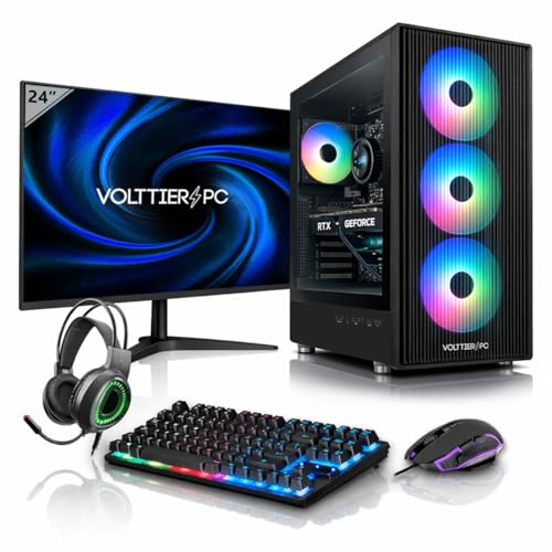 VolttierPC - PC Gaming Completo Intel Core i5 12400F | RTX 5060 8GB | 32GB RAM | 1TB SSD NVMe | WiFi 6 + Bluetooth 5.2 | Windows 11 Pro | Monitor 24 120Hz | Teclado y Ratón RGB Gamer