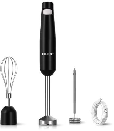 Cordless Hand Blender， 21V Rechargeable Immersion Blender with 60+ Bowl Battery Life， 4-Point Stainless Steel Blade， Variable Speed & Egg Whisk - for Soups， Smoothies， Baby Food (Black)