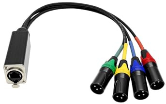 Qqmora XLR to RJ45 Sound Extender Cable Stable 4 Channel Metal Case 100m Transmission for Stage Studio Recording, Professional Cat6 Adapter (XLR Male)