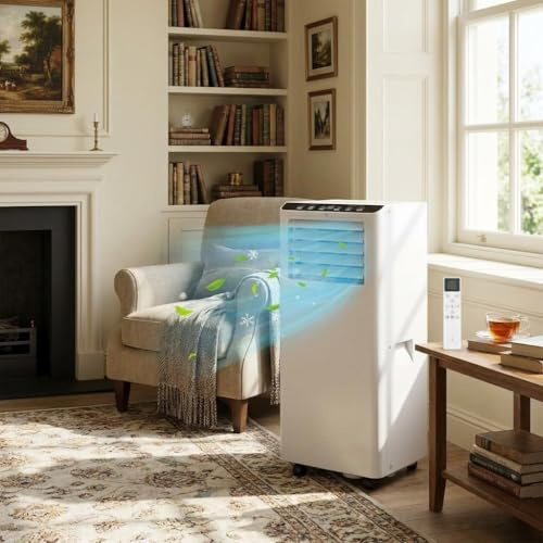 GarveeMore 9000 BTU Portable Air Conditioner, 3-in-1 Powerful Freestanding Air Conditioner, Dehumidifier, Cools 37m², Energy Class A, 51dB Quiet Mobile Air Con, Window Kit & Remote