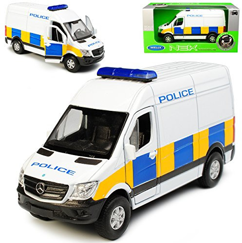 Welly Mercedes-Benz Sprinter W906 Kasten Transporter Weiss Blau Gelb Police Polizei Modell 2006 Ab Facelift 2013 ca 1/43 1/36-1/46 Modell Auto