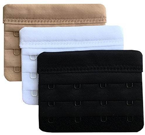 Chanie Women Pack of 3 Soft Comfortable 4 Hooks Bra Extender,5.8cm x 7.6cm