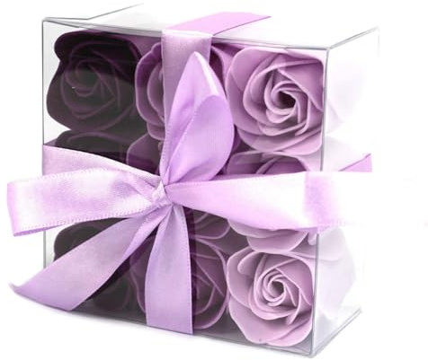 Soap Flowers - Lavender Roses with Gift Box (Set of 9)