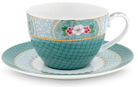 Pip Studio Blushing Birds Tasse mit Untertasse Blue 0,28 l