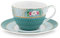 Pip Studio Blushing Birds Tasse mit Untertasse Blue 0,28 l