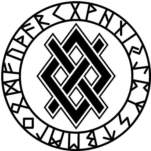 Samunshi® Aufkleber Gungnir mit Runen C für Auto Motorrad Wikinger Vikings Germanen in 11 Größen und 25 Farben (10x10cm schwarz)