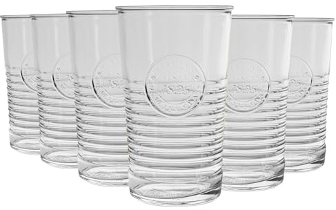 Bormioli Rocco Pack of 24 Officina 1825 Ridged Highball Cocktail Glasses Set - 475ml