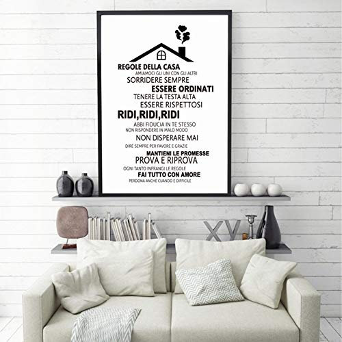 EBONP Quadro Tela Decorazione Regole della casa Stampa su Tela Pittura Decorazioni per la casa Immagini murali Stampe e Poster d'Arte Moderni per la famiglia-20x28inch