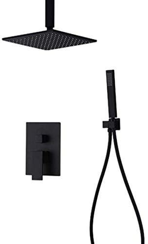 unterputzarmatur dusche set, Regendusche mit Anti-Kalk-System Für modernes Badezimmer, duschsystem unterputz komplettset Quadratische Unterputz mit thermostat schwarz-12 inch