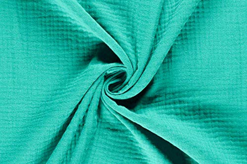 50x130cm Musselin Stoff uni Oeko-Tex zertifiziert Meterware Mulltuch Baumwolle, Farbe:türkis