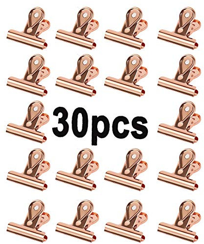 Roségold 20mm kleine Bulldog Clips,Wassertropfenclip,30 Pack Metall Scharnier Clips Datei Papiergeld Binder Klemmen für Tags Taschen, Fotos dekorativer Clip, Büro und Küche zu Hause