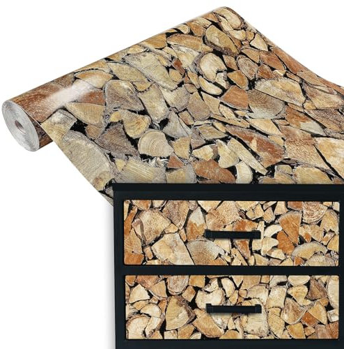 Klebefolie Möbel 45x100 cm | Selbstklebende Möbelfolie in Holzoptik - wasserfest und zuschneidbar | Folie für Möbel ideal zum Renovieren von Schränken, Türen und Arbeitsplatten | Feuerholz