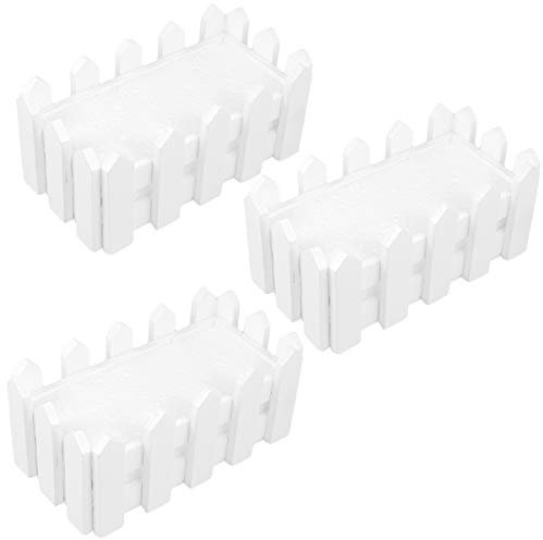 3 Pièces Pot Plante Plastique Jardiniere Plastique Blanche En Bois Pot De Fleur Vase