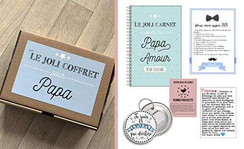 Coffret cadeau Papa, boîte à papa avec carnet, cartes et décapsuleur