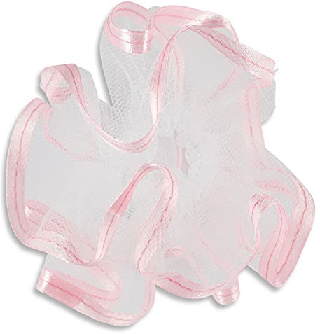 Motivationsgeschenke Kerzenmanschette | Satinband Weiß und Rosa glänzend aus Tüll | für Kerze bis Ø 5cm | Tropfschutz für Taufkerze, Kommunionkerze, Hochzeitskerze & Mehr | (Rosa, 12x9cm)