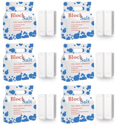 HSD Water Softener Salt Block Genuine Food Grade Water Softener Salt Block Compatible to All Water Softener Machine Each Pack Contains 2 Salt Blocks (6 pack 12 block)
