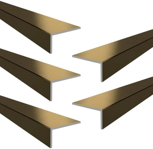 DJM Aluminium Equal Angle Corner Edging Protection Trim 11.5mm x 11.5mm x 1.5mm x 2500mm - 5 Pack - Antique Brass