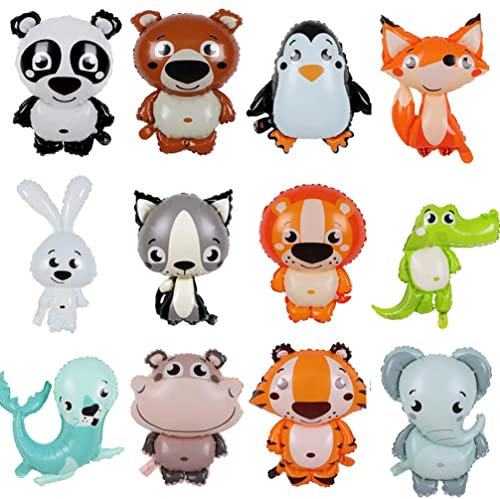 Houhounb Folienballon Tiere Riesigen Tierkopf Ballons Kindergeburtstag Dschungel Tierballons Meerestiere Cartoon Luftballons für Kinder GeburtstagParty Baby Geschenk Mitgebsel Dusche Shower, 12 Stück