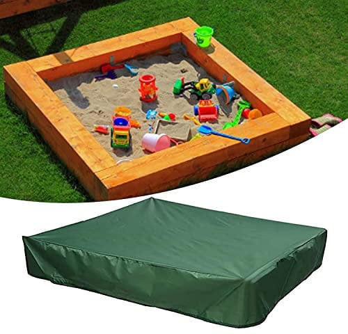 UCARE Sandkasten-Abdeckung, quadratisch, wasserdicht, staubdicht, UV-Schutz, Sandkasten-Pool-Abdeckung, Schutz mit Kordelzug für Sandkasten, Spielzeug und Möbel, Outdoor-Überdachung 120×120cm,grün